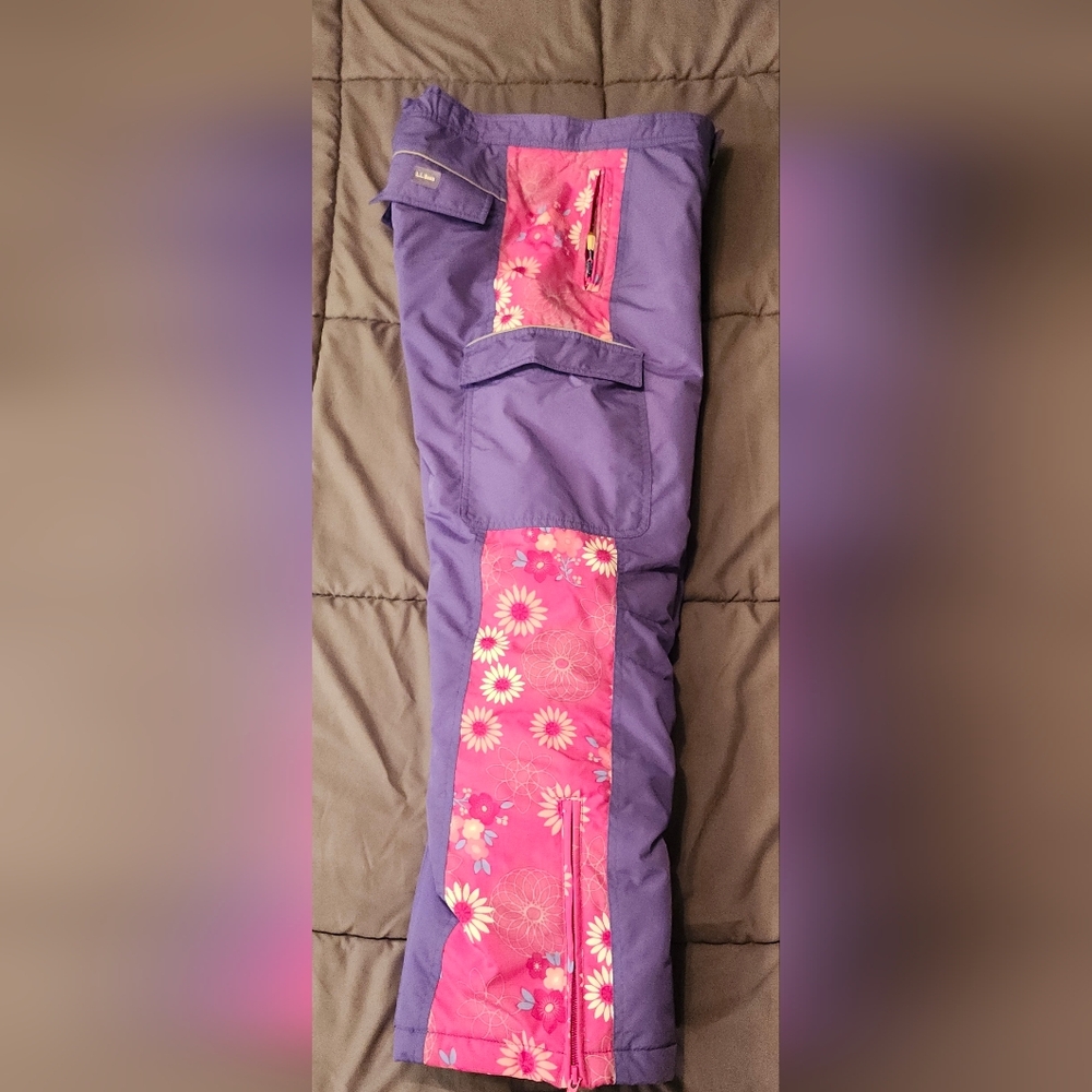L.L. Bean OACM2 Snow Ski Active Outdoor Thinsulate Pant Pink/Purple Girls Size 1 - Picture 12 of 14